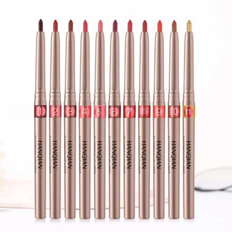 11 farger automatisk lip liner langvarig vanntett lip liner blyant vanntett leppe verktøy leppesminke