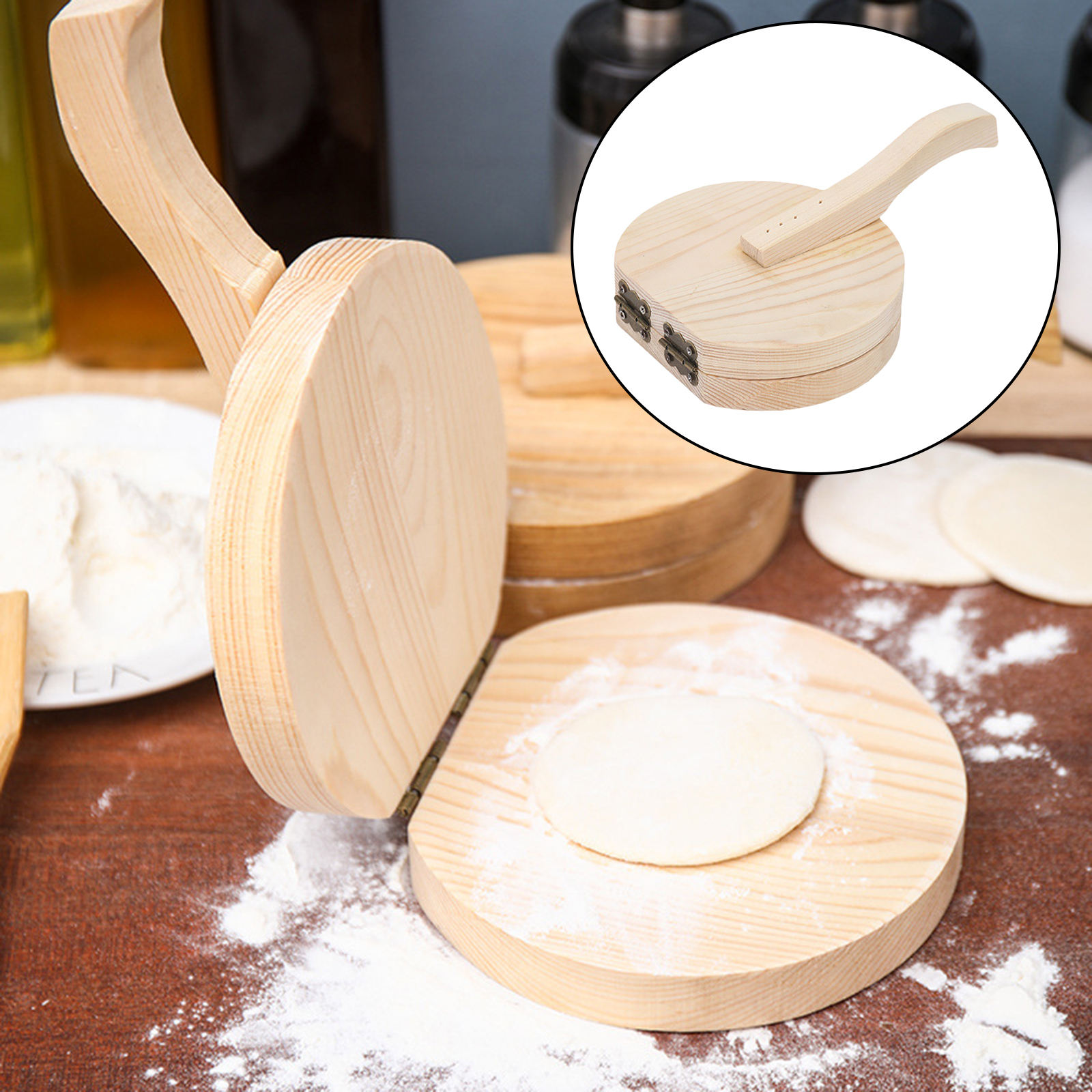 Houten Deeg Presser Pizza Pannenkoek Tortilla Pie Knoedel Wrappers Drukken Tool Biscuit Gebak Maker Voor Bakken Gadget Levert