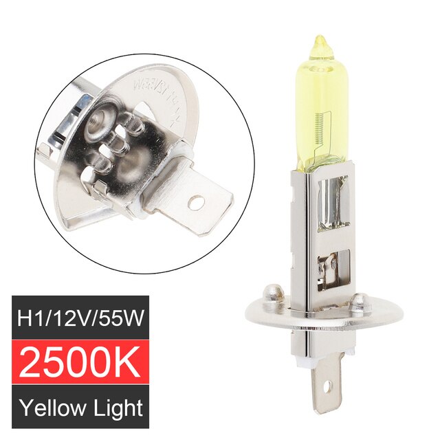 Halogeen Lampen 12V H1 H3 H4 100/55W 2500K Geel Licht Super Heldere Auto Koplamp mist Lamp Auto Lichtbron Parkeerplaats: H1 55W 2500K Yellow