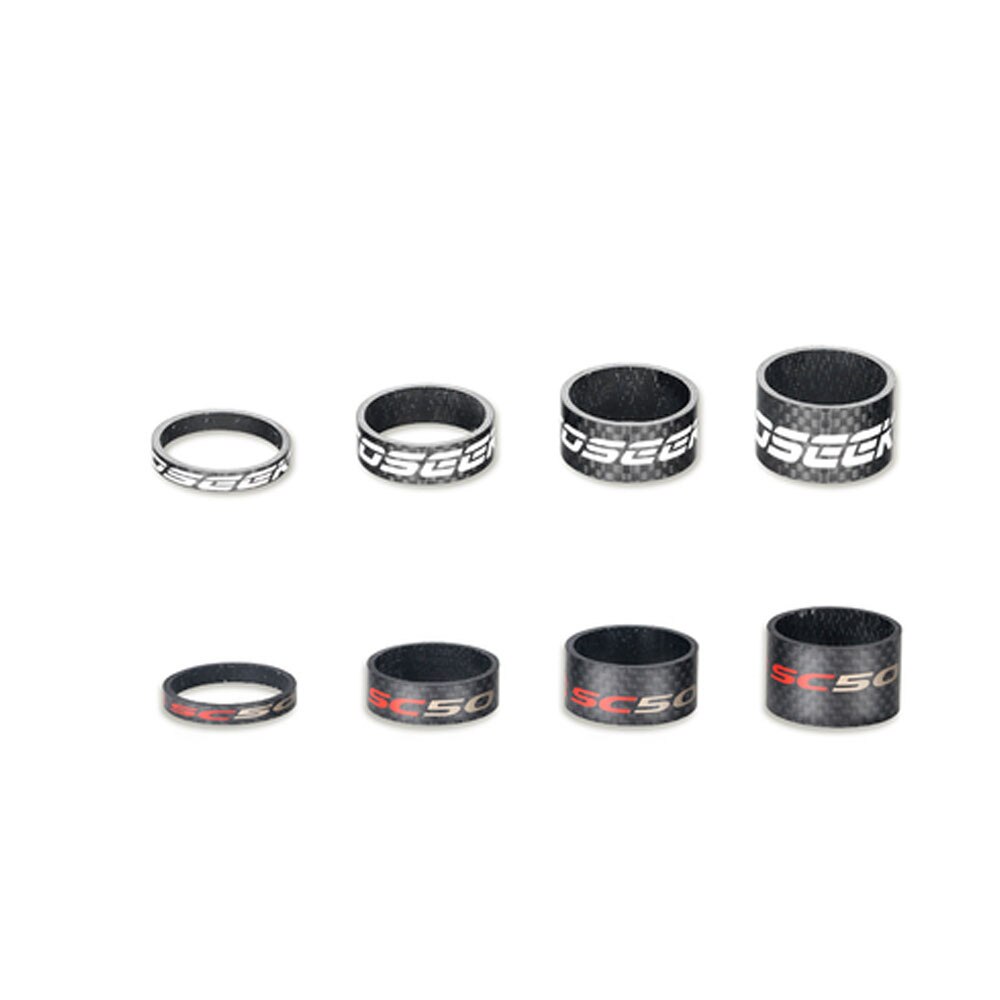 TOSEEK Full Carbon Fiber 5/10/15/20/25mm Bike Front Fork Washer Stem Washer Ring MTB Bike Headset Spacers Bicycle Parts