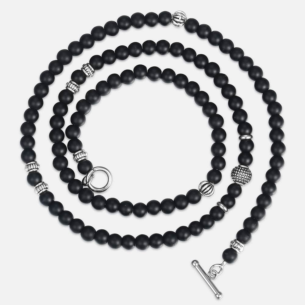 Collier homme Unique argent acier inoxydable flèche pendentif mat noir verre perlé collier mâle bijoux directe DNM07