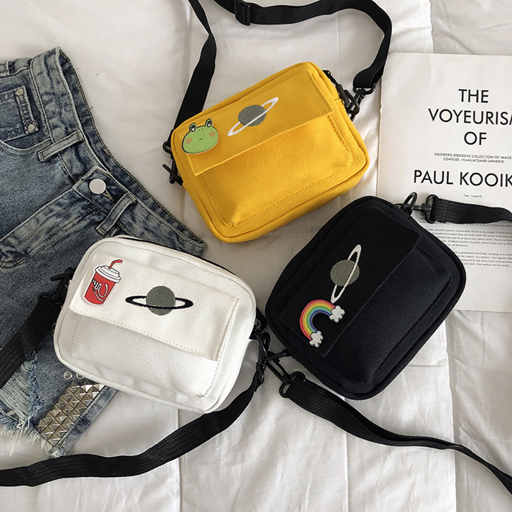 Sac femme extérieur fermeture éclair toile sac de messager Sport arc-en-ciel hip hop sac adolescent filles voyage téléphone sac à main torebka damska