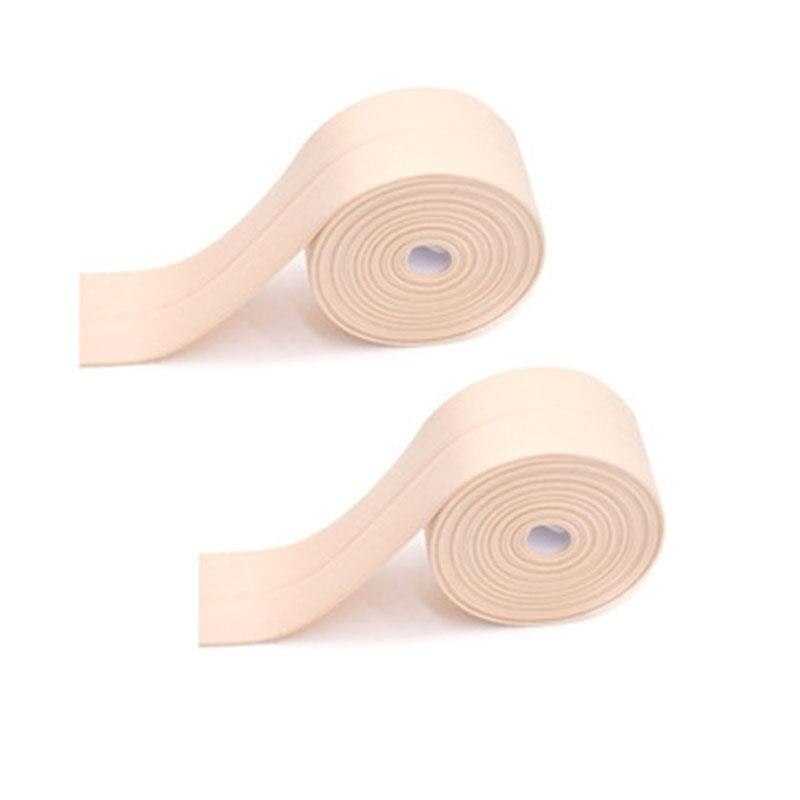 2pcs/Set Bathroom Stickers Shower Sink Bath Sealing Strip Tape White PVC Self Adhesive Waterproof Wall Sticker Bathroom Kitchen: 2pcs beige
