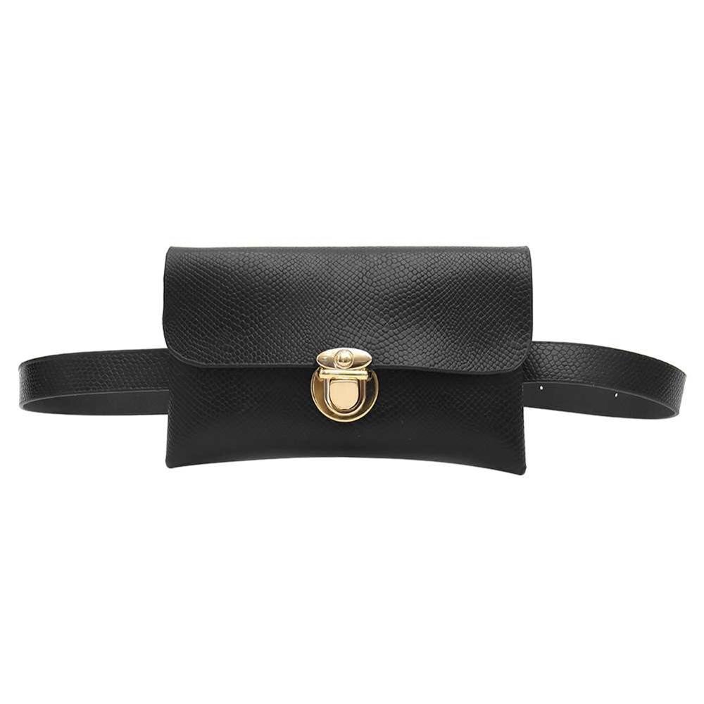 Gürtel Tasche Taille Tasche Runde fanny Pack Niet kippen Leder Schulter Kupplung Frauen Taille Pack Brust Crossbody-tasche: Schwarz 01