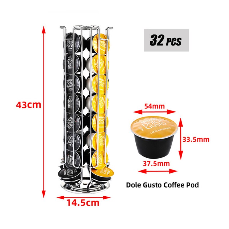 Dolce Gusto Koffie Capsule Rack Houder Organizer Voor 24/32 Pods 360 Draaibare Standaard Koffie Station Voor Keuken Of Kantoor