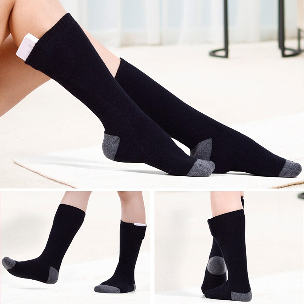 Heated Socks Thicken Warmer Socks Rechargeable Battery Powered Socks Winter Warm High Tube Socks Men Women Ice Fishing Skiing