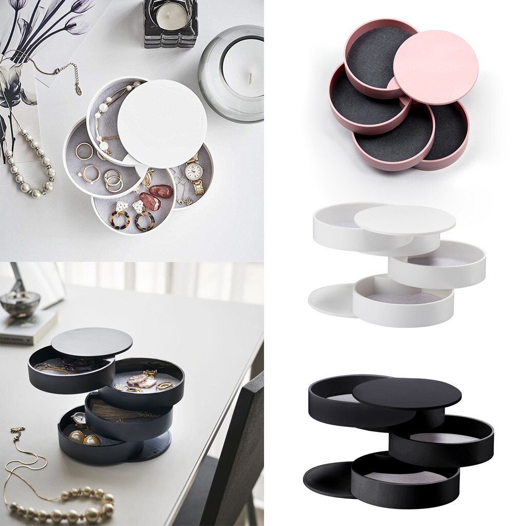 Mode-sieraden Opbergdoos Mode 4-Layer Draaibaar Sieraden Accessoire Opslag Met Libirthday Voor Vrouwen