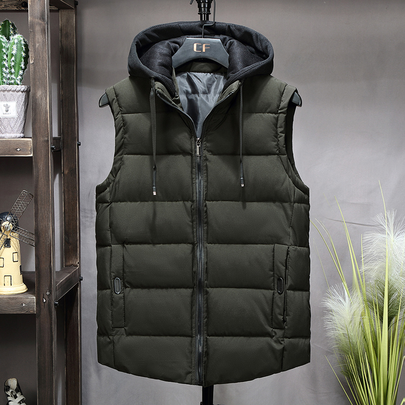 Winter Vest Mannen Warme Mouwloze Jassen Hooded Vest Mannen Hoed Toevallige Mannelijke Vest Jas Homme Vesten