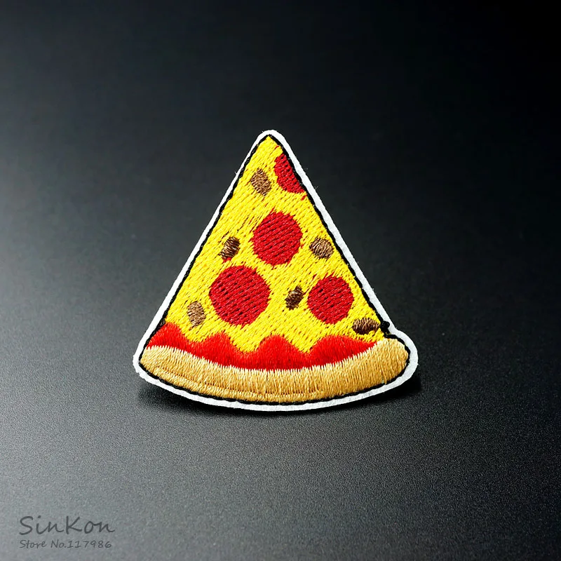 1Pcs Pizza (Size:5.1X5.1 Cm) diy Doek Badges Geborduurde Applique Naaien Patch Kleding Stickers Kleding Kledingstuk Accessoires