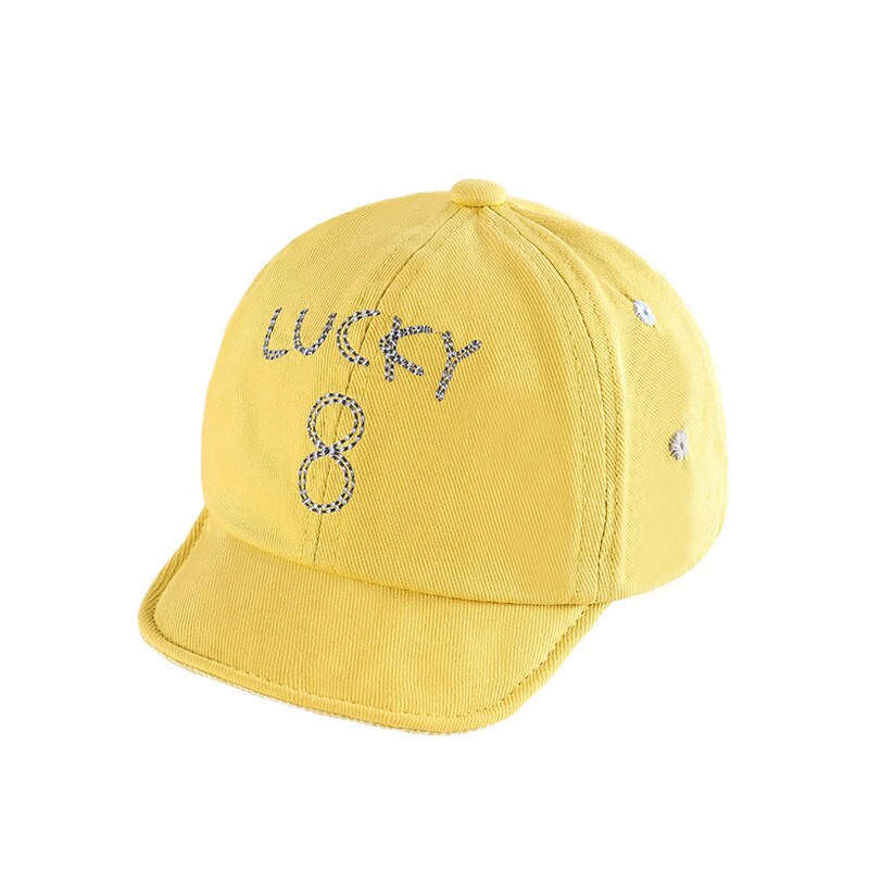 Summer Autumn Baby Cap Letter Number Baby Boy Hat Outdoor Cotton Children Baseball Cap Infant Toddler Peaked Hats: yellow