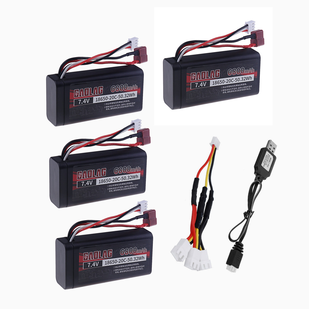 7,4 V 6800 mAh 18650 Lipo-Akku für Wltoys 12428 104009 12423 10428 12429 12401 12402 12402A RC Auto Ersatzteile 2s 7,4 V Bateria: Elfenbein