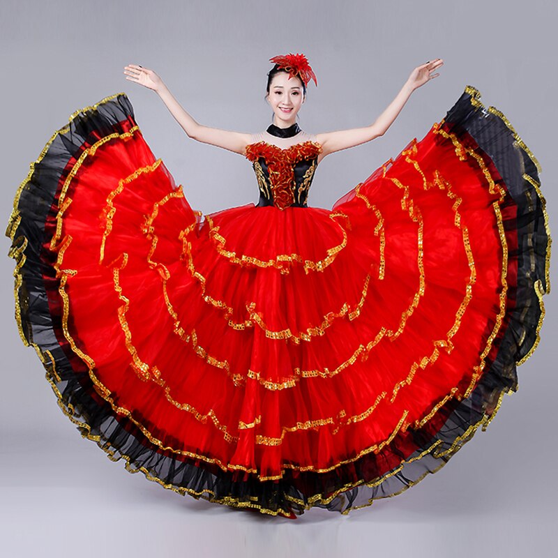 Spanish Dance Costumes For Women Flamenco Dance Big Swing Skirt Belly Dance Dress Spanish Clothing Flamenco Dance Wear DL3481