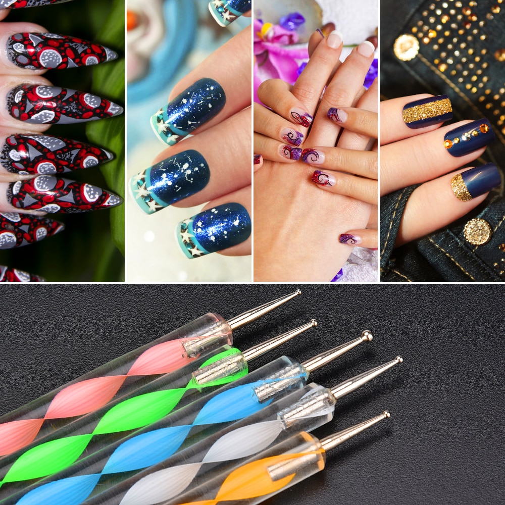 25 stücke Mandala Punktierung Werkzeuge Professionelle Nail art Werkzeug Swirl Marbleizing Stahl Punktierung Stift Schönheit Lieferungen Nägel Perlen Stift