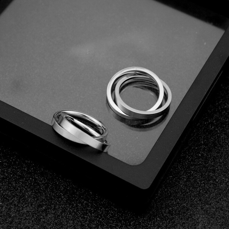 Anillos dobles de acero inoxidable para hombre y mujer, anillos sencillos sin definir, joyería de San Valentín, accesorios de compromiso, estilo coreano