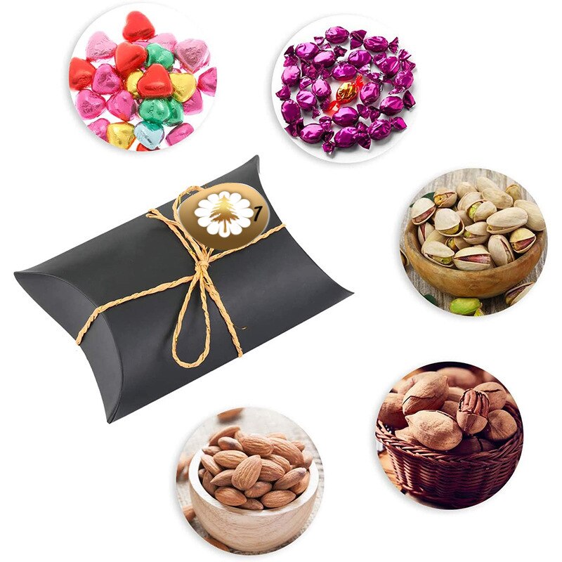 Neueste 24 teile/satz 13x 7,7x3,6 cm Schwarz Süssigkeit Kasten Handwerk Papier Kissen bilden Party Kasten Taschen Umweltfreundliche Kraft