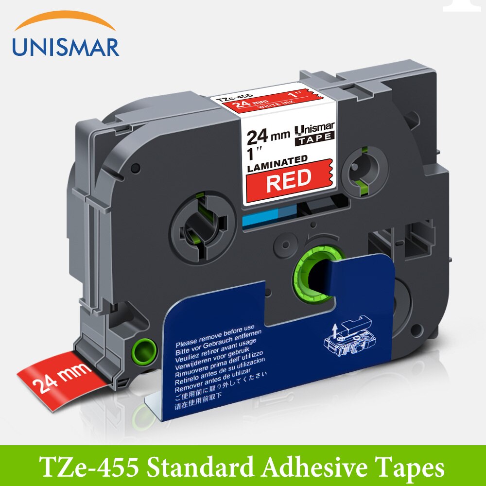 Unismar 24mm TZ-153 Labeling Tapes TZe-153 Blue on Clear TZ TZe 153 Tape 24mm Laminated Ribbon For Brother P touch Label Maker: White on Red