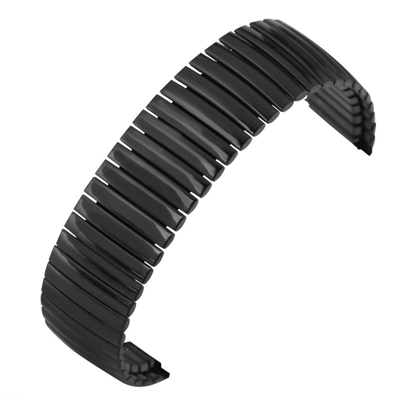 Rekbaar Lengte Horloge Band Geen Gesp Vervanging Roestvrijstalen Horloges Strap 20Mm 22Mm Matt Glossy Ремешок Для Часов: Glossy Black / 22 Mm