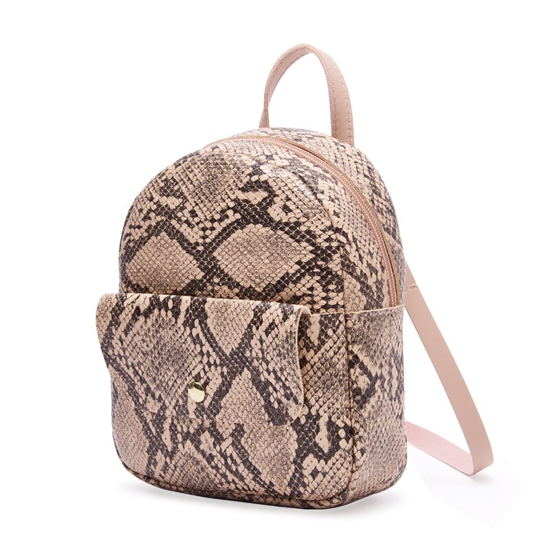 Women Ladies Snakeskin Pattern Backpack Ladies Stylish Small Zipper Purse Casual PU Satchel for Travel Shopping: 4