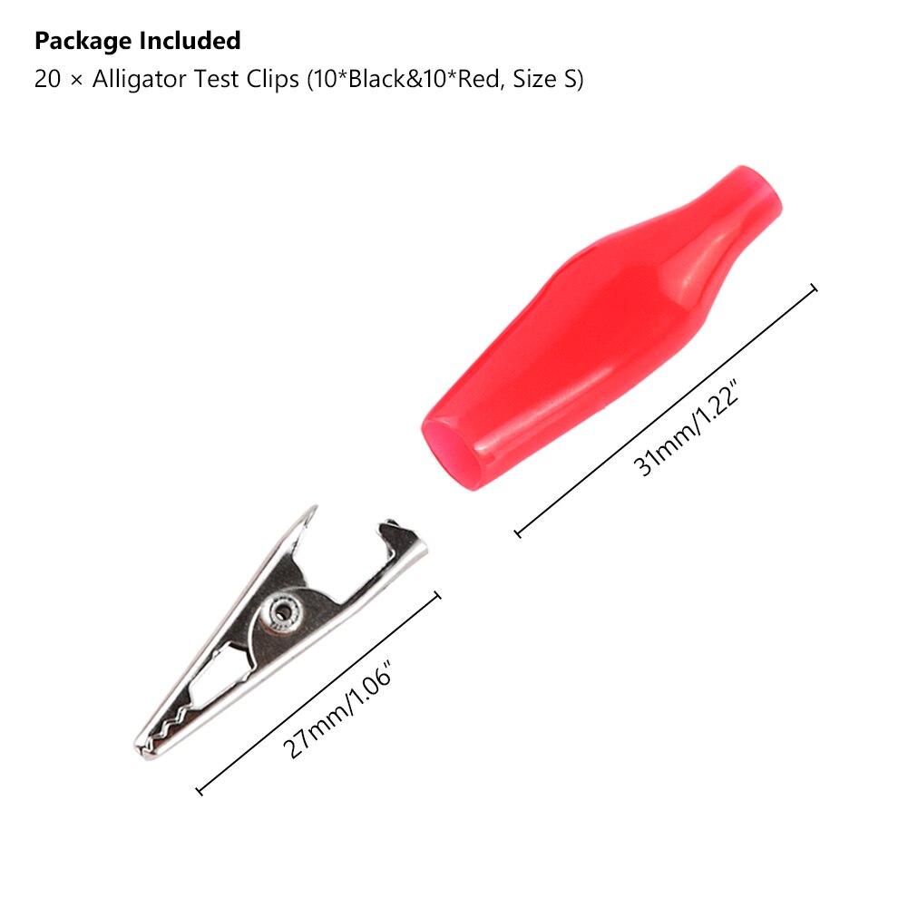 20/40/80pcs 27MM 35MM 44MM Metal Alligator Clip Crocodile Electrical Clamp for Testing Probe Meter Black Red