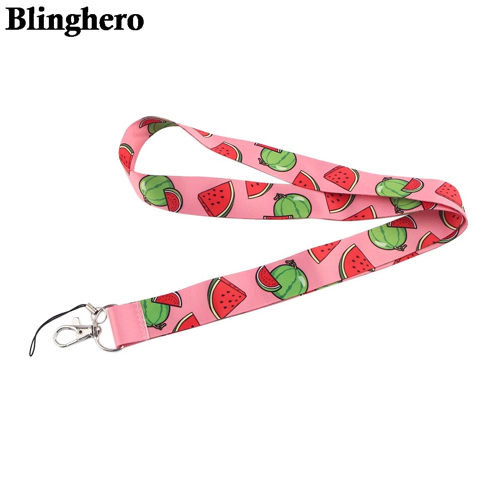 CB226 Watermeloen Fruit Sleutelhanger Lanyard Leuke Telefoon Charme Mobiele Telefoon Draagriem Roze Lanyards Voor Sleutels Id Badge Key Card houder