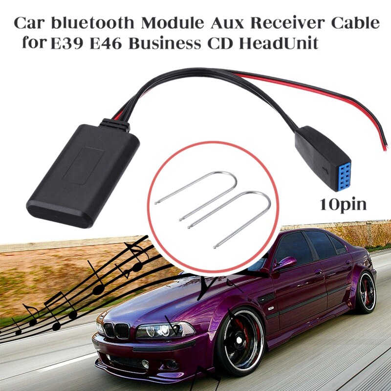 Car 10 Pin Bluetooth Module Radio Stereo Adapter Aux o Cable for BMW E39 E46 with Install Tool