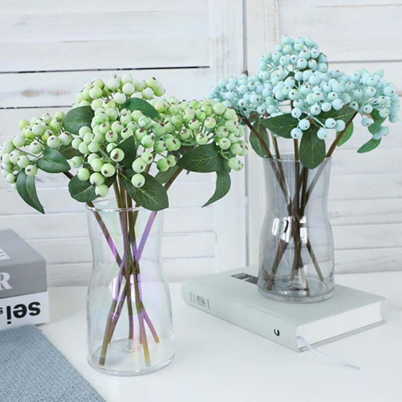 Conjunto de flores artificiales, set de 5 unids/set de racimos de frutas pequeñas para decoración de habitación, accesorios de arreglos florales de Navidad, bayas artificiales