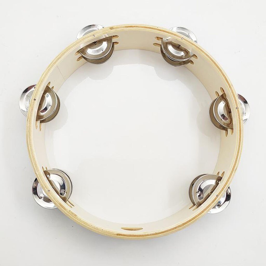 8 zoll Holz Handheld Tamburin Zweireihig, Tamburine mit Jingle Glocken & Bibel Muster