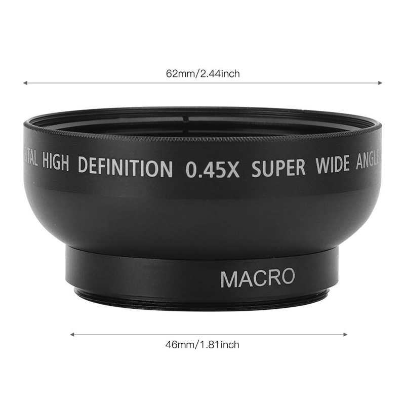 camcorders JSR-1156 Advanced 46MM 0.45X Wide Angle Macro Lens Fit for All 46MM Diameter Camera Lenses len parts