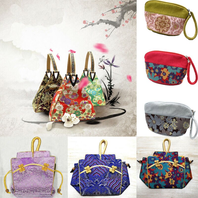 Women Embroidery Silk Bag Vintage Style Messenger Bag Chinese Style Handbag Purse Bag