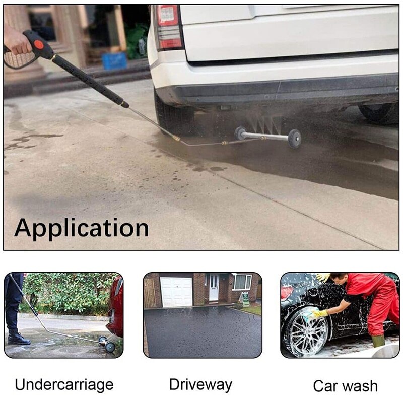 Novel Hogedrukreiniger Onderwagen Cleaner - 16 Inch Water Bezem, Power Washer Onder Auto Cleaning Kit, met Extension Wands