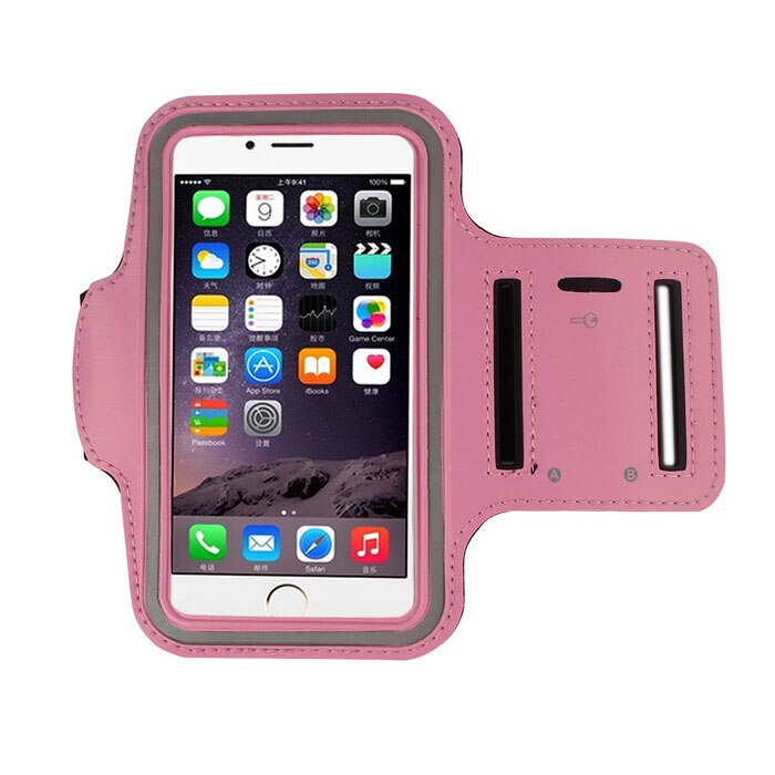 Sport Running Armband Voor Iphone 6 S 6 7 8 Plus X Xs Xr Armband Voor Samsung S7 S9 S8 a50 Arm Band Riem Sporttas Telefoon Case 5.5 Inch: Roze