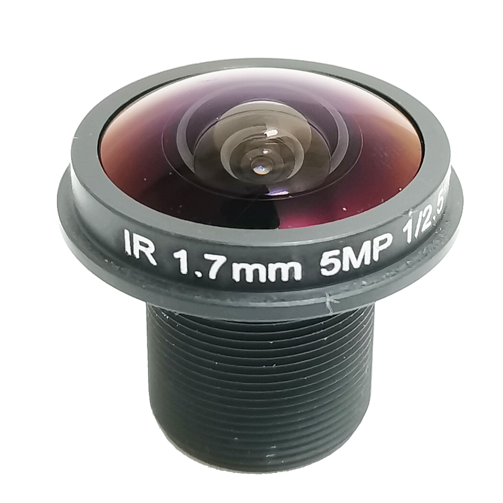 Lente panorámica de ojo de pez de 5MP y 1,7mm, lente de 180 grados, IR, objetivo de cámara CCTV de 5 megapíxeles para seguridad HD 1/2.0