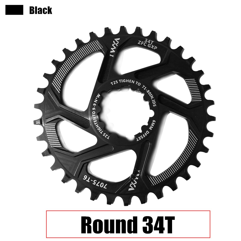 Vxm fietskettingblad 30t 32t 34t 36t 38t smal breed fietskettingblad voor gxp  xx1 x9 xo x01 cnc  al7075 crankstel fietsonderdelen: Zwart 34t