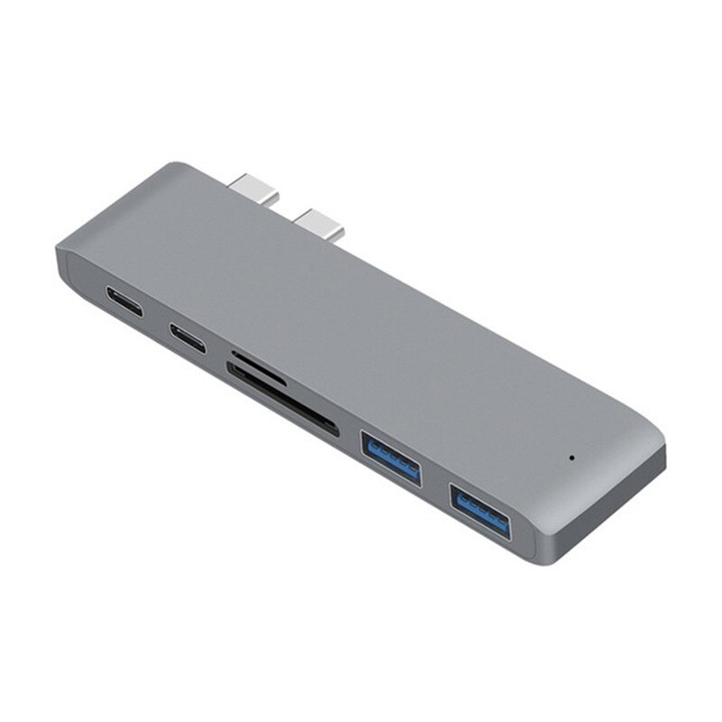 Multi Hub USB type-c Portable 7 en 1, adaptateur de lecteur de carte SD TF, séparateur USB C pour MacBook Pro , station d'accueil: silver