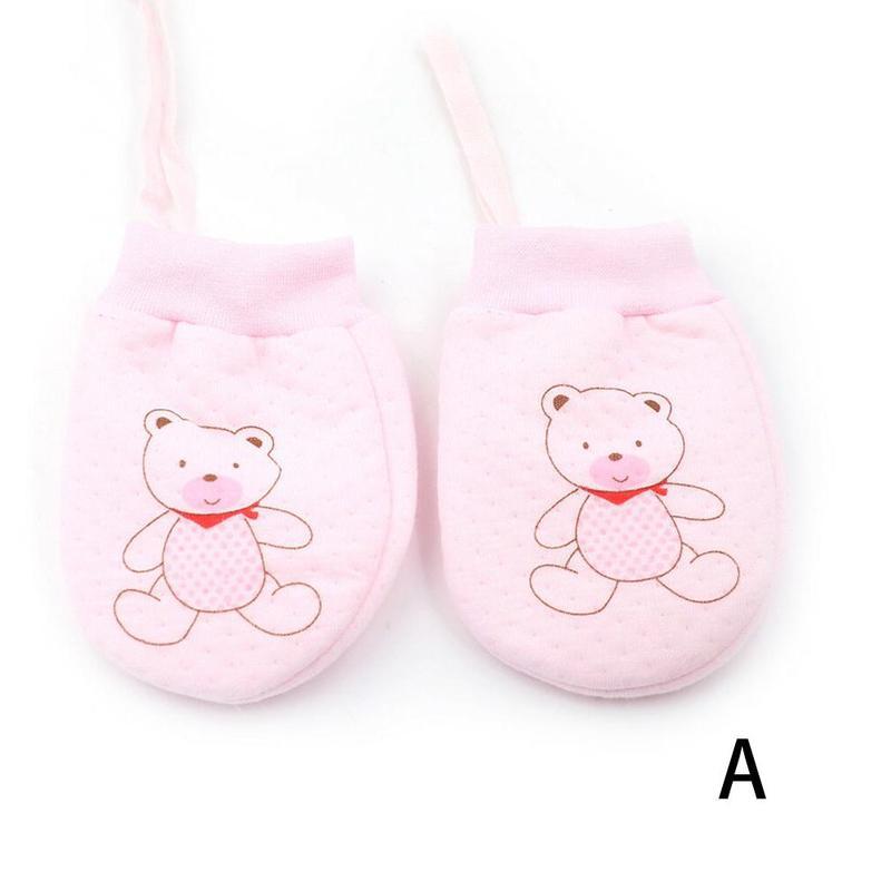 Baby Drawstring Cotton Gloves Winter 12 Months Newborn Anti-scratch Soft Face Warm Rope Thicken Gloves Adjustable Infant G7W8: A