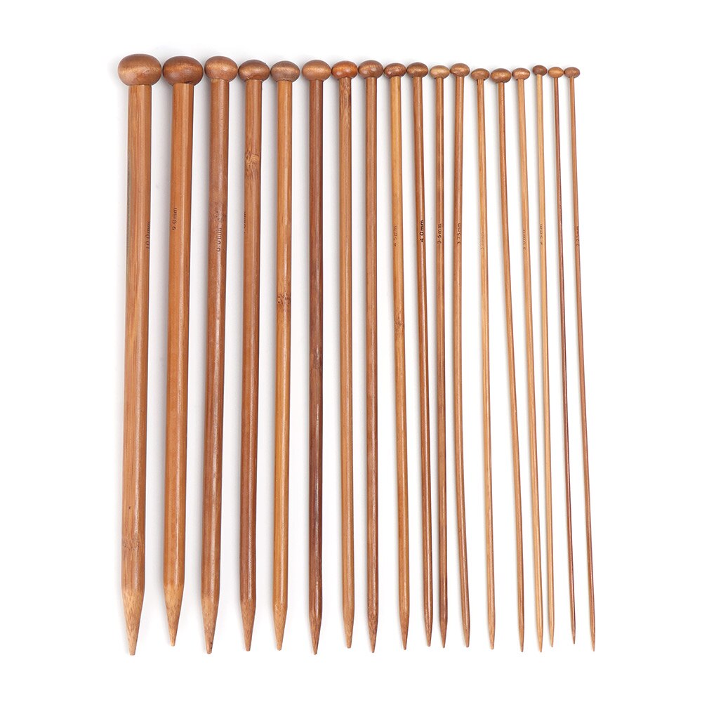 18 sets bamboe dubbelpuntige breinaalden sokkenhaaknaalden 25cm/9.8 " 35cm/13.78 " lang voor sjaal-trui breinaald: 35 mm