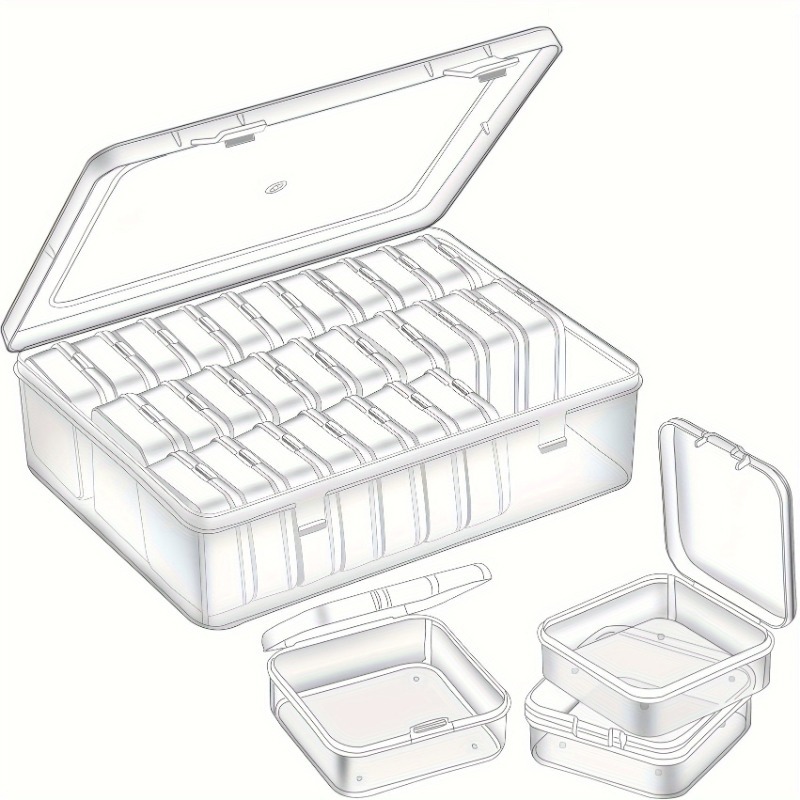Slitstark plastförvaringslåda med , 14/30 fack och liten behållare - transparent smyckes- och småföremålsorganisatör