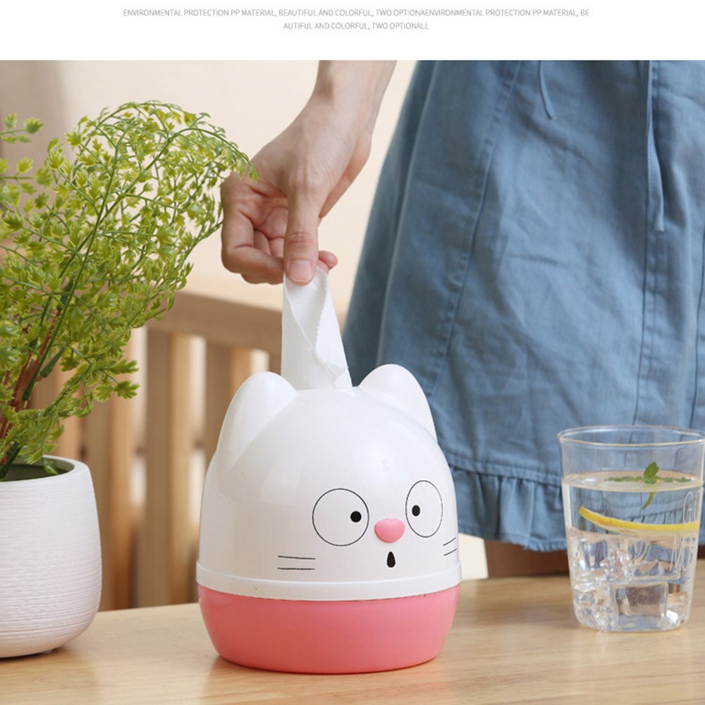 Leuke Kat Gezicht Cartoon Mini Tissue Doos Servet Papier Container Servet Cover Stofdicht Roll Papier Houder Voor Thuis Auto kinderen
