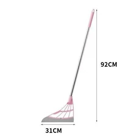 sweeping brush Silicone mop Retractable magic broom Household floor cleaning broom Adjustable Floor wiper sweeping brush: Pink Stitching