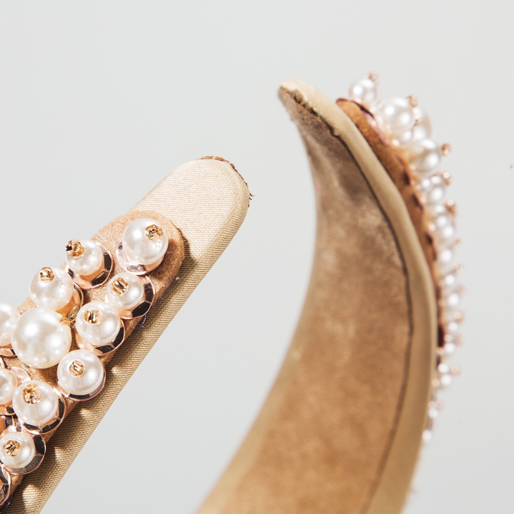 Barok kvinder hår tilbehør perler perler hovedbånd fuld perle polstret hårbøjle brude tiara bryllup hovedbånd