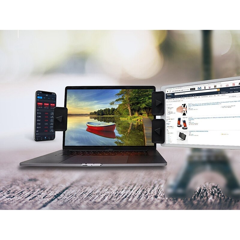 AMS-Clip de montaje lateral para Monitor doble, soporte de Monitor de Ipad de doble pantalla y soporte de tableta para su ordenador portátil, segundo Dis instantáneo