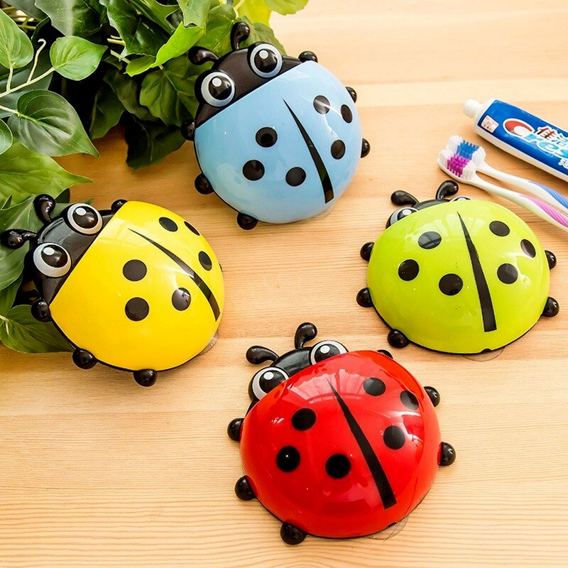 1Pcs Cute Ladybird Beetle Toothbrush Toothpaste Shelves Pencil/Pen Storage Holders &amp; Racks Children Brush Teeth Bathroom Supply