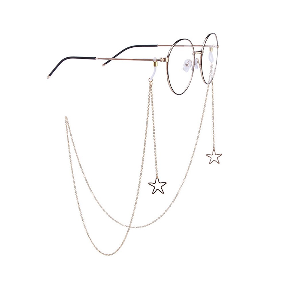 Chic Womens Gold Silver Eyeglass Chains Sunglasses Reading Beaded Glasses Chain Eyewears Cord Holder neck strap Rope: 70cm -G1