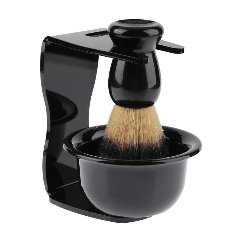 3 In 1 Shaving Soap Bowl +Shaving Brush+ Shaving Stand Bristle Hair Shaving Brush Men Beard Cleaning Tool Top: Default Title