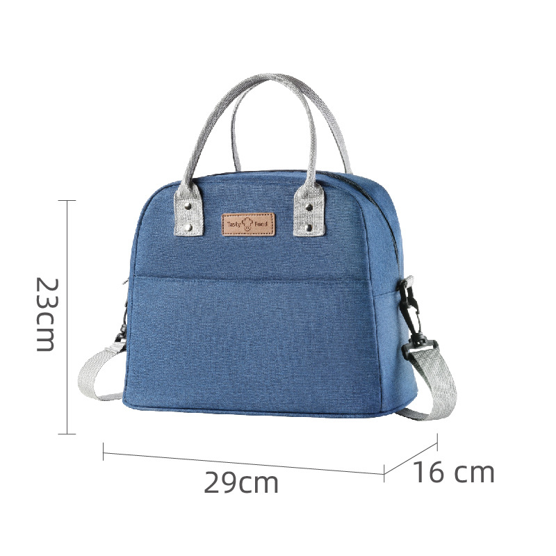 Wasserdichte Tragbare Isolierte Kühltasche Thermische Einfache Leinen Handtasche zu Arbeiten Schulter Gurt Bento Mittagessen Tasche für Lebensmittel: Blau 29x16x23