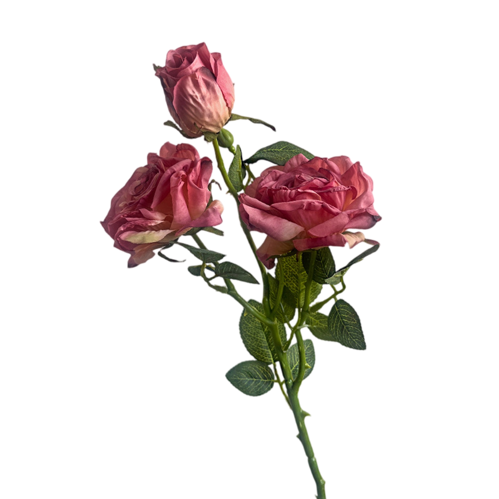 Künstliche Rosenstammblumen mit 3-Blüzehn, Hochzeit und Veranstaltung, dekoratives Zubehör, Weihnachten, Zuhause, DIY, Dekoration, Requisiten, Party: Rosa