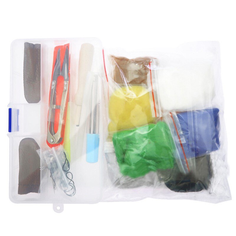 Handmade Felt Yarn Roving Set Needle Felting Starter Kit Foam Mat Arts Crafts DIY Needle Felt Kit Toolsa
