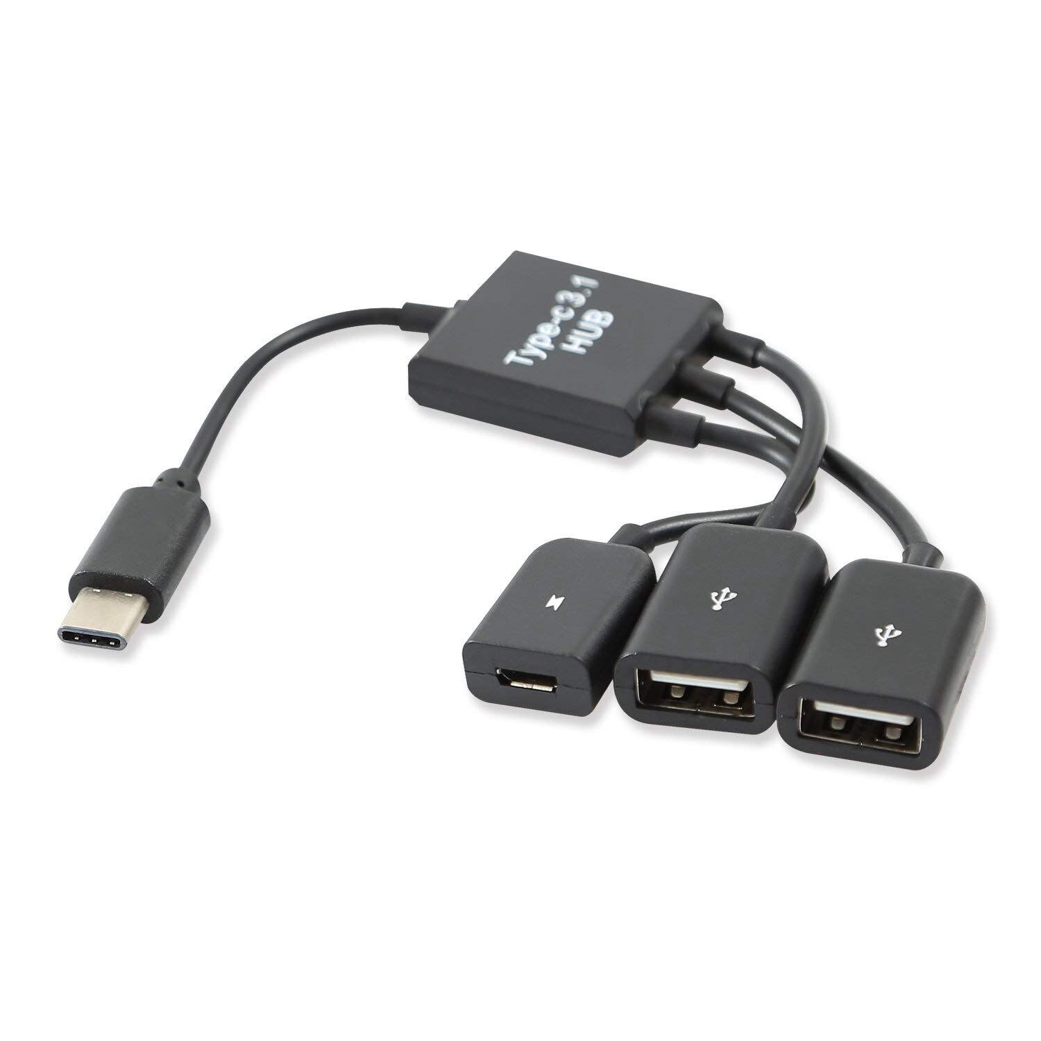 USB 3.1 Type C mâle à 2 double USB A 2.0 femelle + Micro-USB femelle 3 en 1 HUB OTG: Default Title