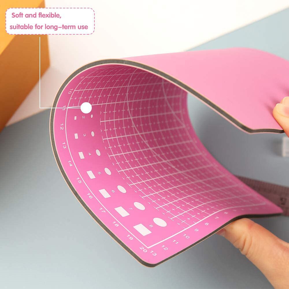 A4/A5 Size Self Healing Cutting Mat Double Sided Pink Cutting Mat for Fabric Leather Crafts DIY Quilting Sewing Cutting Tools
