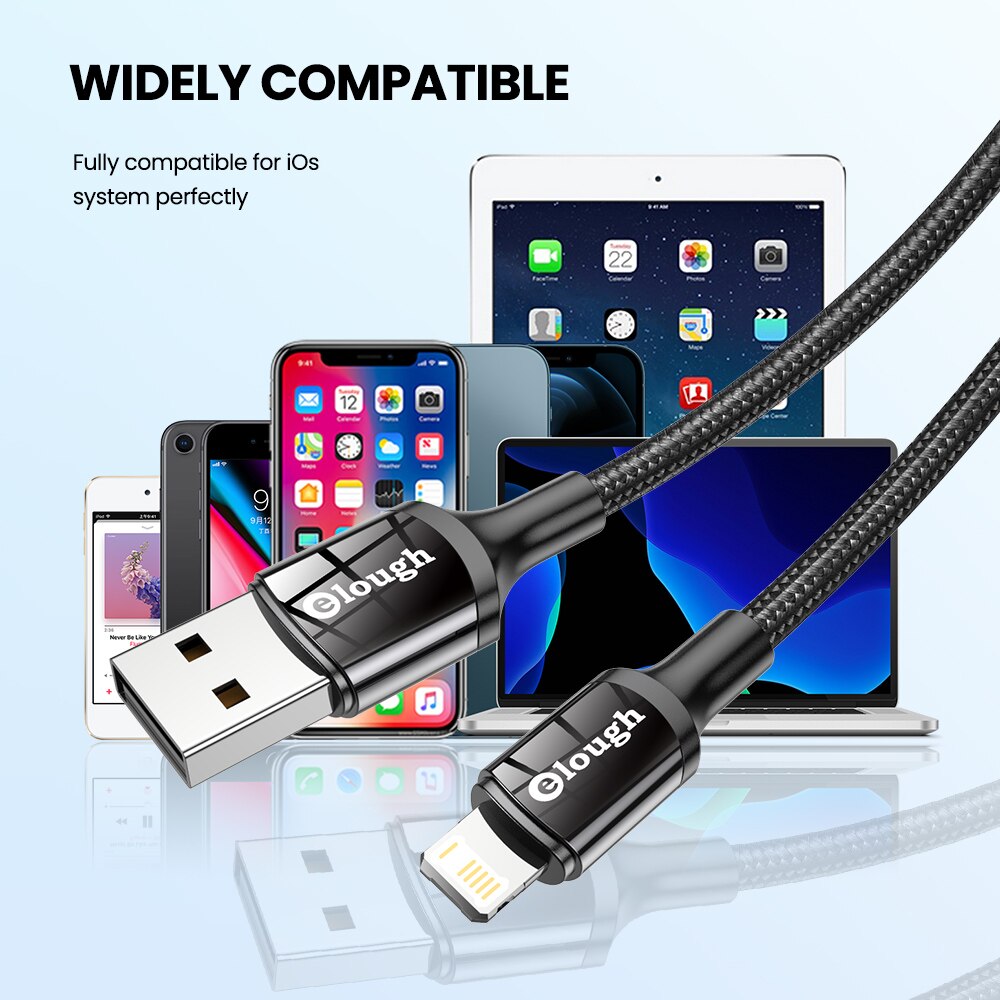 Elough Usb Kabel Voor Iphone 13 12 11 Pro Max X Xr Xs 8 7 6S 6 Snelle Telefoon opladen Lader Verlichting Kabel Voor Ipad Usb Data Cord